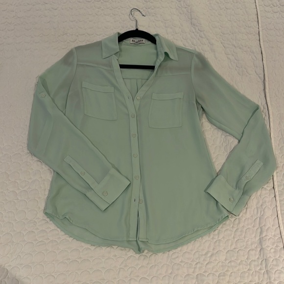 Express women size XS  portofino Mint button down shirt - Picture 2 of 4